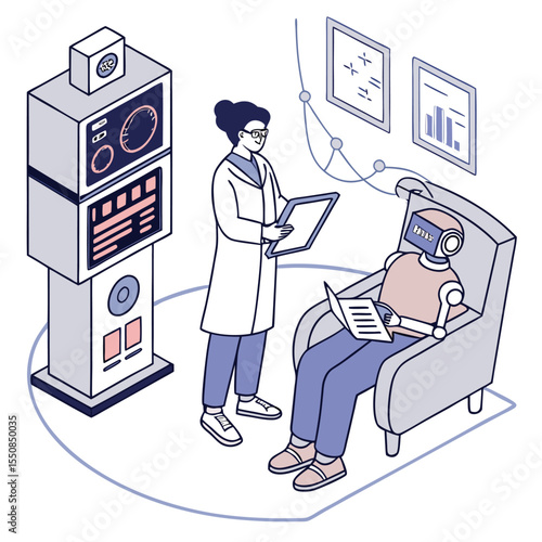 Medical AI system diagnosing patient