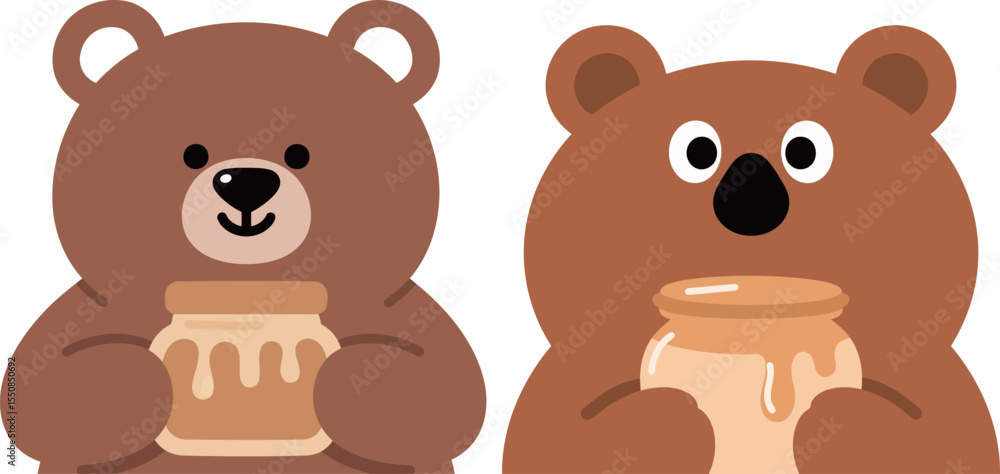 Obraz premium Two Bears Holding Honey Jars Both Look Happy and Content with Their Treats