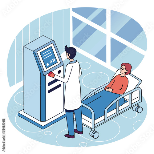 Medical AI system diagnosing patient