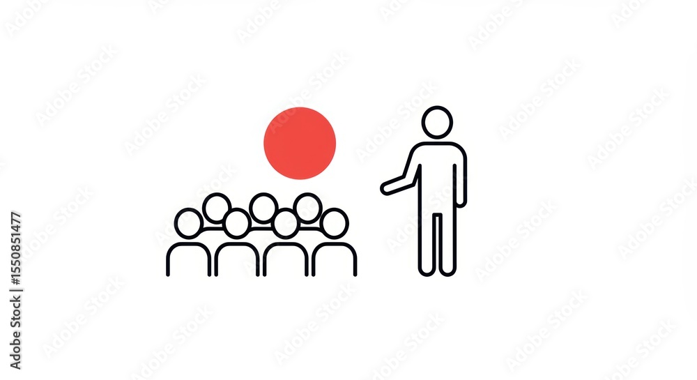 Fototapeta premium Presentation Outline: Speaker Addressing Audience Icon