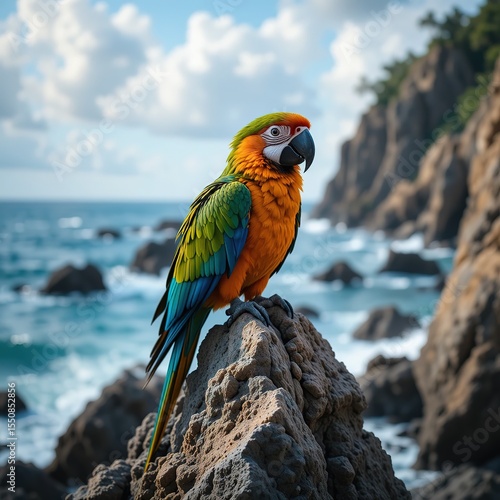 Parrot Paradise Coastal Scene