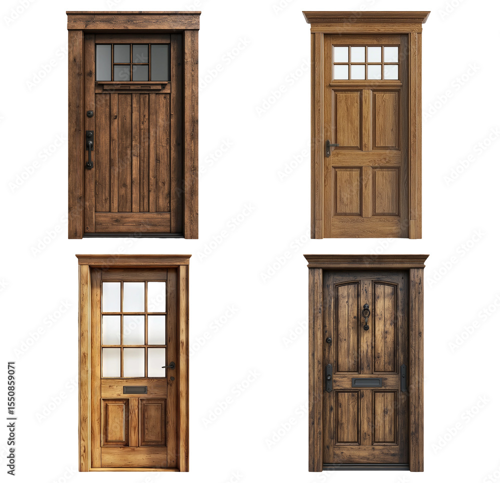 Fototapeta premium Collection of Rustic Wooden Doors with Various Designs and Styles