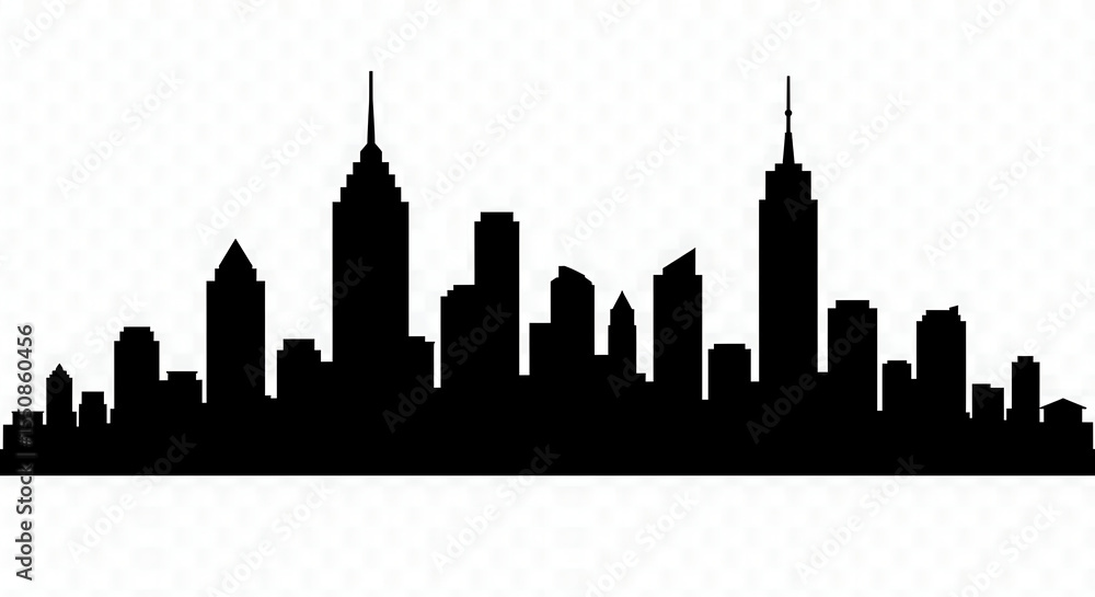 Fototapeta premium Flat Cityscape Silhouette at Sunset