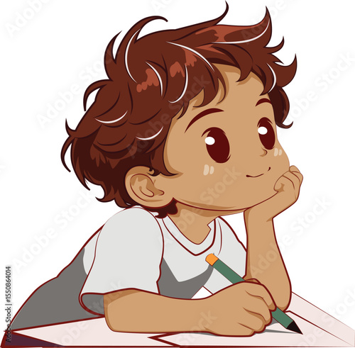 little boy daydreaming