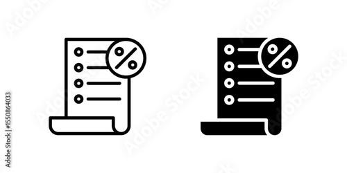 Tax icon set showing financial document for billing, government fees, and deductions