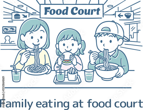 フードコートで食事をする家族
Family eating at food court
