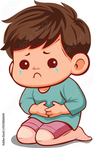 boy having stomach ache kid