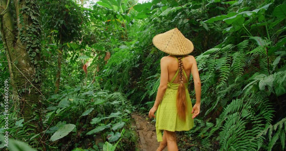 custom made wallpaper toronto digitalWoman walking through dense tropical jungle in Tegallalang Bali during trip