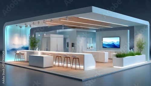 Modern exhibition booth interior