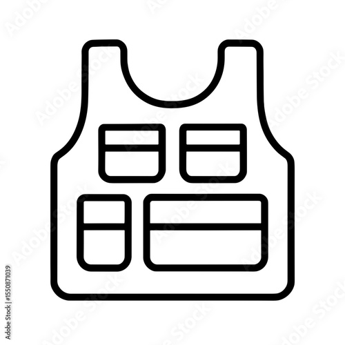 Tactical vest icon outline style representing modular military combat gear
