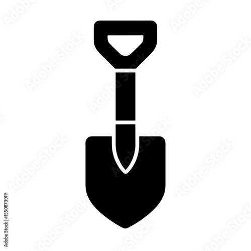 Military shovel icon filled style representing entrenching and survival tool