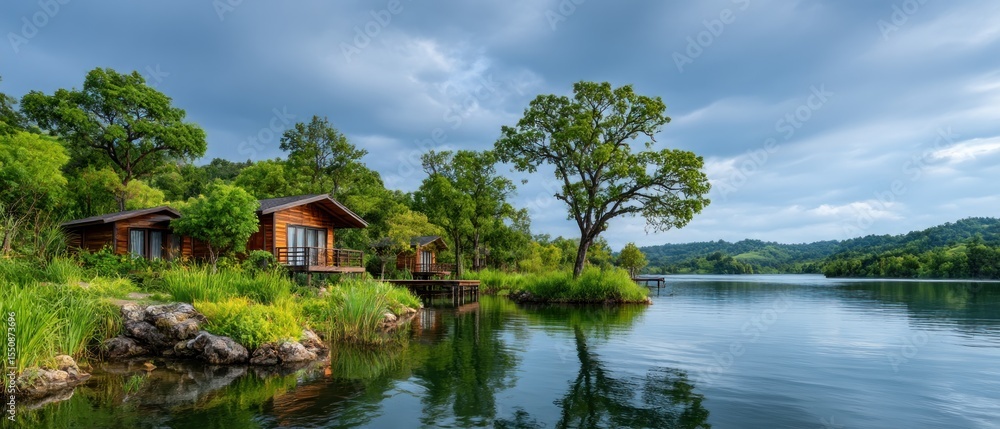 Fototapeta premium Peaceful Lakeside Cabin