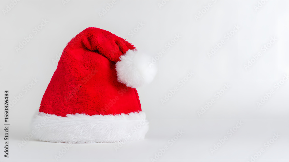 Vibrant red Santa hat with white pompom, isolated on white background, festive Christmas spirit Vibrant red Santa hat with white pompom, isolated on white background, festive Christmas spirit