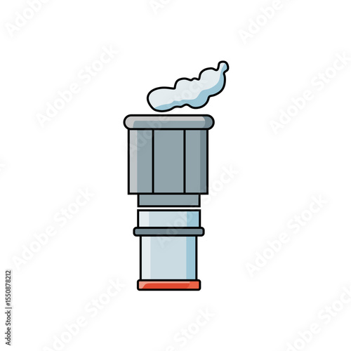 A colorful icon of a factory chimney emitting smoke, symbolizing industrial pollution or power generation. Ideal for environmental issues, industry, and energy themes.