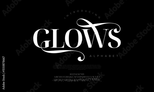 Luxurious serif font with bold characters and ornamental swashes, perfect for high-end designs and fashion branding