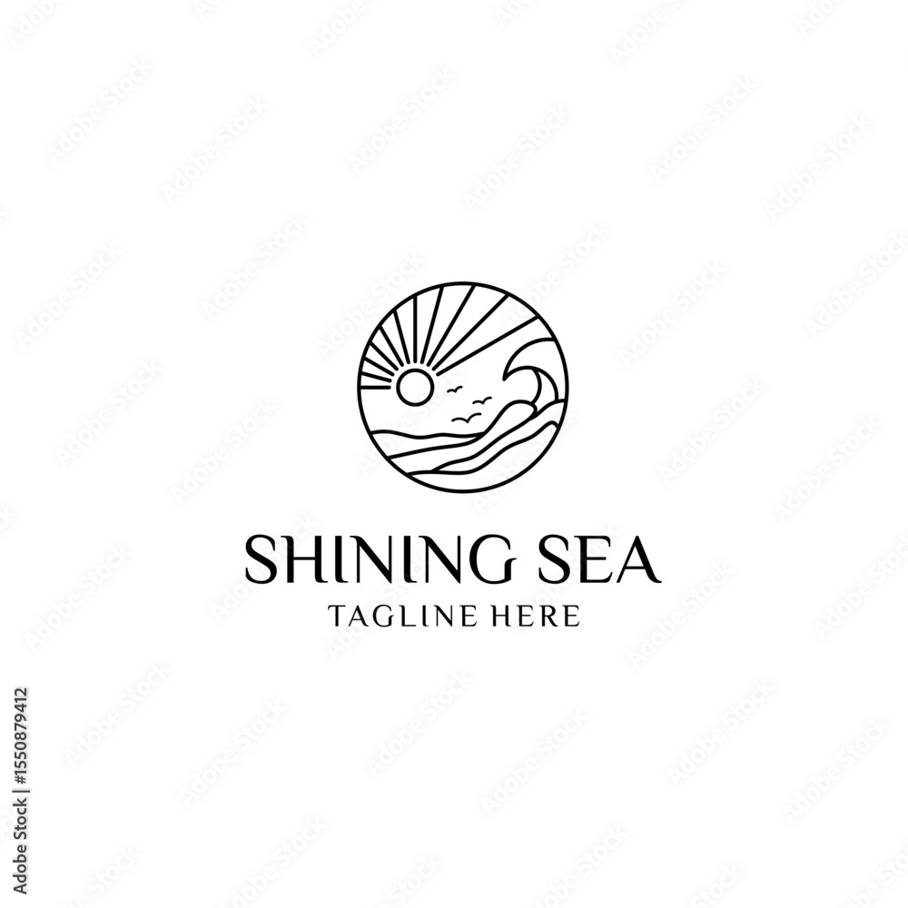 The logo features a circular design depicting a seascape with a sunrise or sunset, waves, and birds, accompanied by the text The logo features a circular design depicting a seascape with a sunrise or sunset, waves, and birds, accompanied by the text