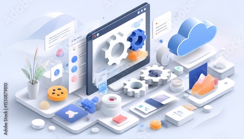 Wallpaper Mural Modern tech isometric design Torontodigital.ca