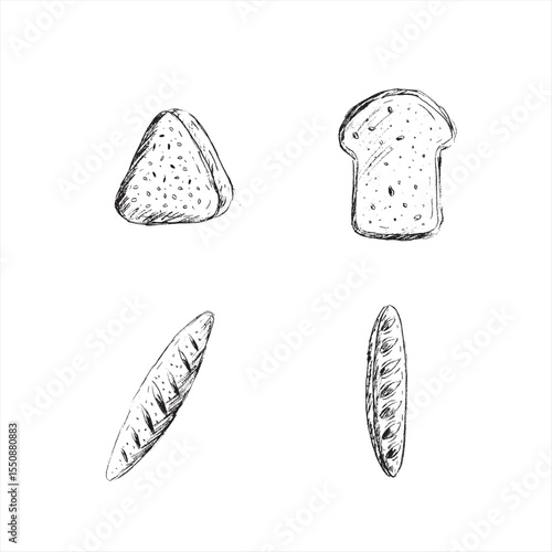 food illustration sketch bread variants