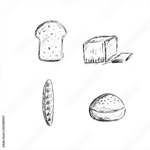 food illustration sketch bread variants