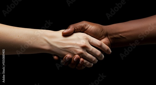 Bridging Divides: A Handshake Against a Dark Canvas
