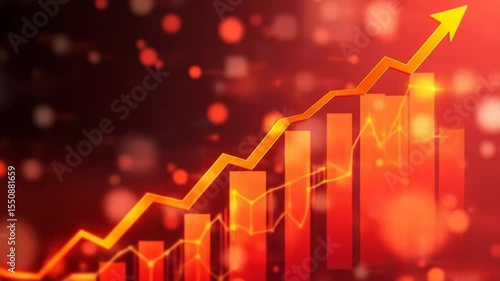 Financial growth diagram with gold stock chart, profit, investment. Financial economics background. Business development. Future technology, AI. 4k video