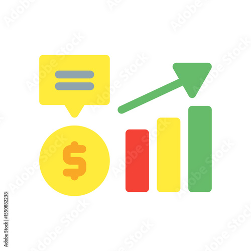 qualitative financial research. This is a vector single icon with a flat style. Suitable for any purpose, such as website design, mobile app design, logo design, pattern design, etc.