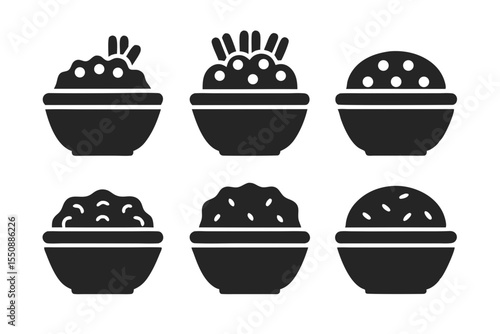 set of Biryani icon vector silhouette illustration isolated on white background