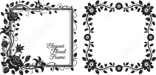 This image features two rectangular-shaped designs, each enclosing a stylized tree with swirling branches and leaves, conveying themes of nature, love, and growth. 