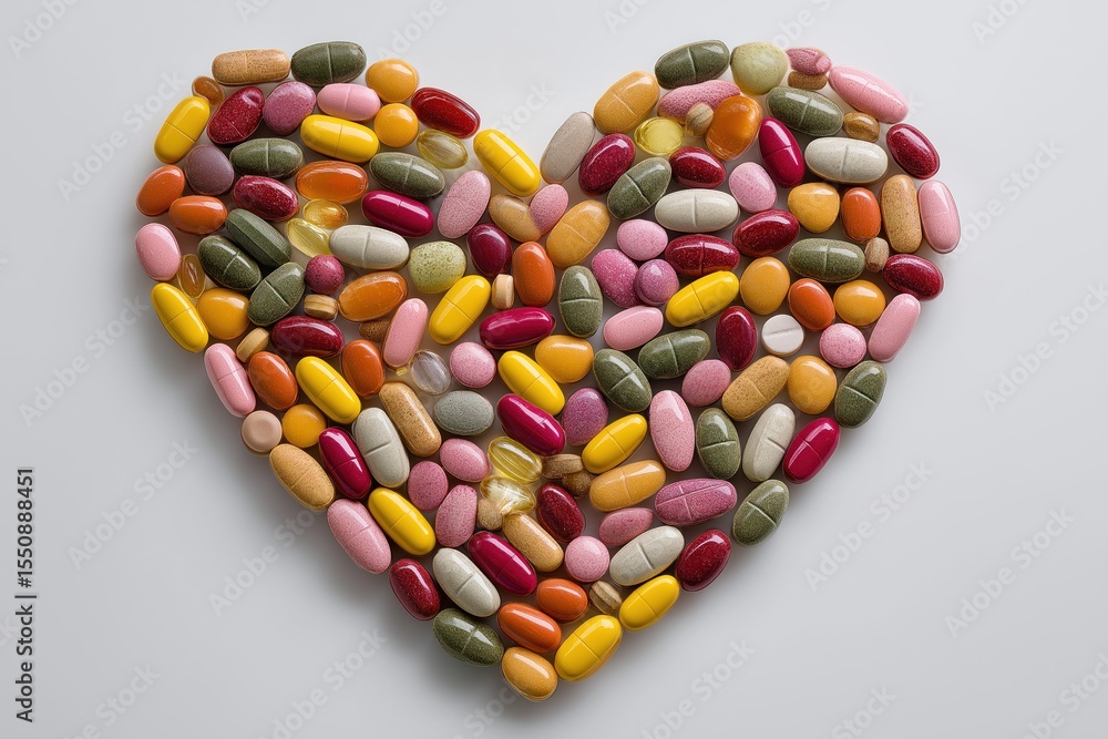 Colorful Pills Arranged in a Heart Colorful Pills Arranged in a Heart