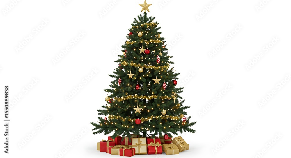 Fototapeta premium Decorated christmas tree with presents