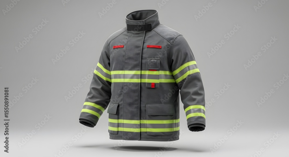 Fototapeta premium Firefighter Jacket PPE Isolated on White
