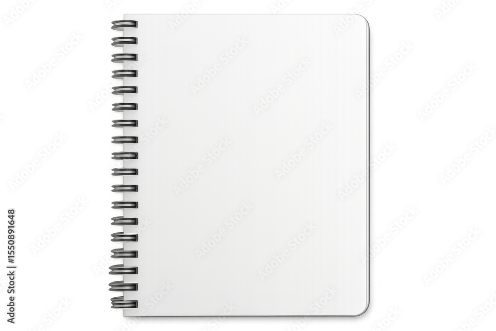 Blank white spiral notebook mockup isolated on transparent background, perfect for showcasing your design or artwork Blank white spiral notebook mockup isolated on transparent background, perfect for showcasing your design or artwork