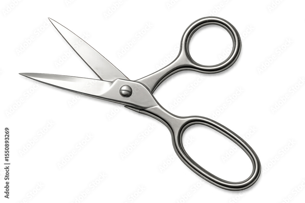 Sharp metal scissors lying open on a transparent background, ready for cutting and precision work Sharp metal scissors lying open on a transparent background, ready for cutting and precision work