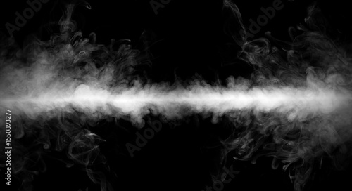 abstract white smoke fog effect isolated on a black background. concept of texture mist, and cloud for design air pollution, element smog	