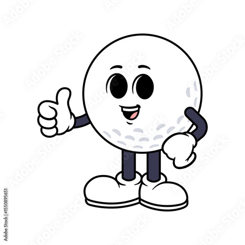 Vector Golf Ball Character Thumbs Up