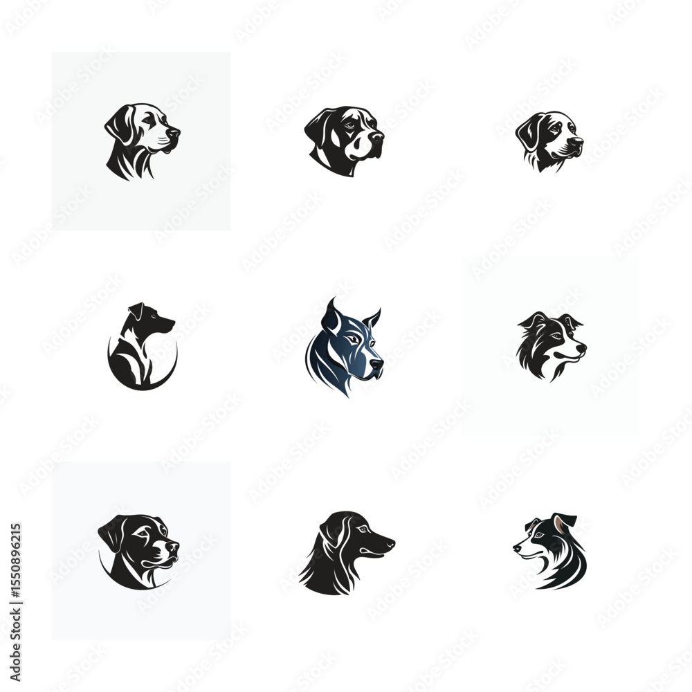 Dog Icon Bundle Set in Flat Vector Style Dog Icon Bundle Set in Flat Vector Style