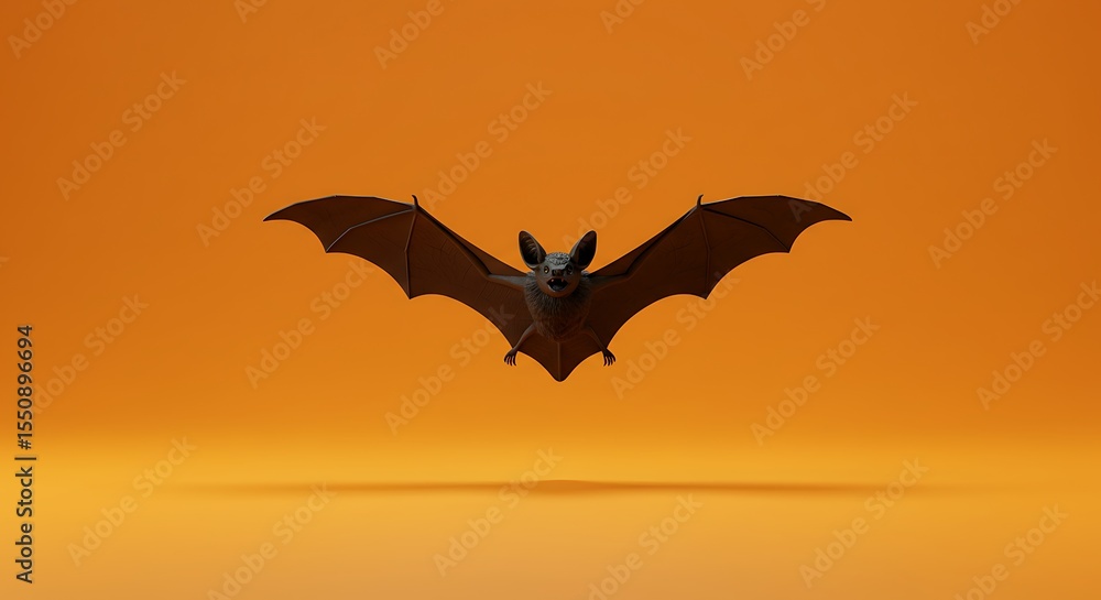 Naklejka premium Bat flying against orange background