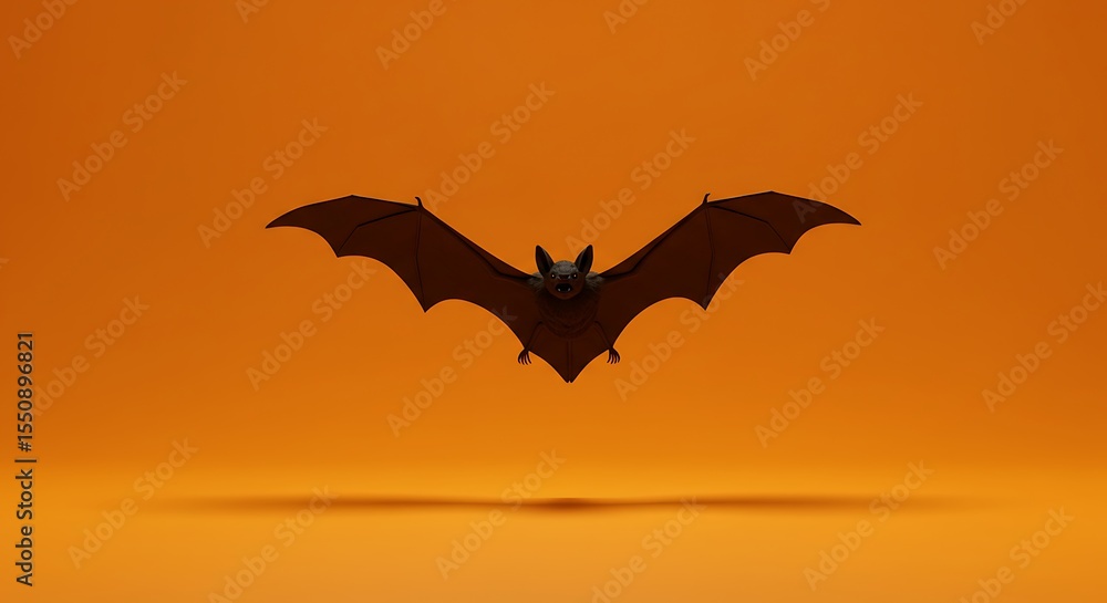 Naklejka premium Flying bat silhouette orange background