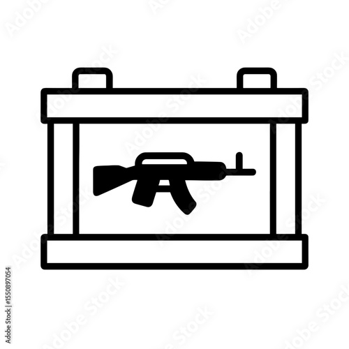 Weapon crate icon outline style representing military firearms storage
