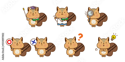 学習シーンのリス キャラクターセット