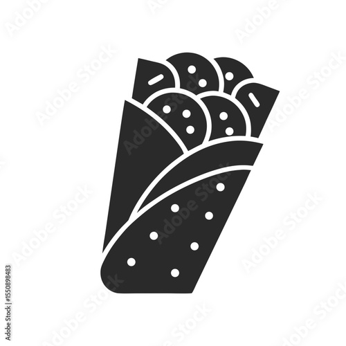 burrito icon vector silhouette illustration isolated on white background