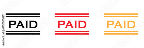 Paid red rubber stamp graphic design vector, stencil business illustration, payment money fee icon, bank invoice office fee . Vector Illustration . EPs 10 . 