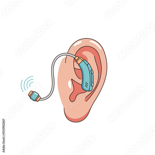 Hearing Aid Illustration A Modern Solution for Hearing Loss and Enhanced Communication, Depicting Accessibility and Improved Quality of Life.