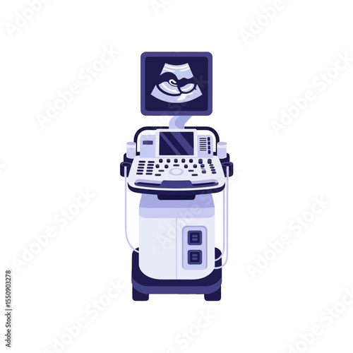 Minimalist Ultrasound Machine Illustration for Medical Diagnostics and Healthcare Imaging