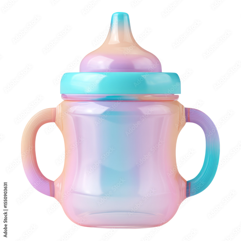Colorful Transparent Baby Sippy Cup on Isolated Background Colorful Transparent Baby Sippy Cup on Isolated Background