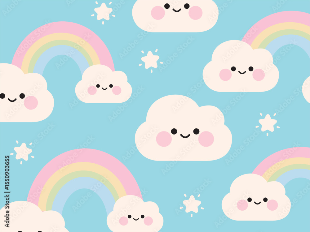 Kawaii Pastel Rainbow Sky Background Kawaii Pastel Rainbow Sky Background