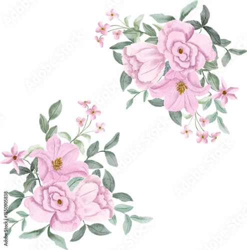 delicate pink floral watercolor bouquet
