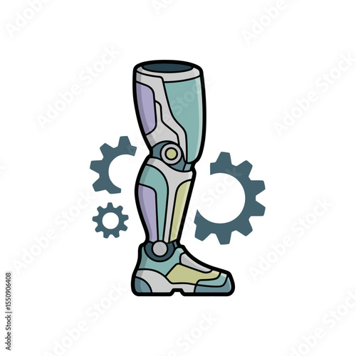 Advanced Robotic Prosthetic Leg Detailed Illustration