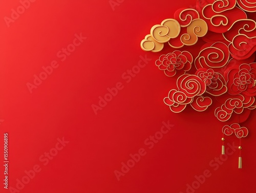 Chinese-style clouds on red