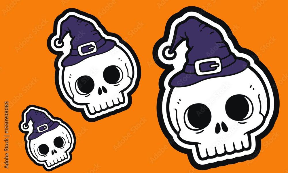 Obraz premium Halloween Skull Character sticker Set, perfect for spooky seasonal and Halloween designs sticker